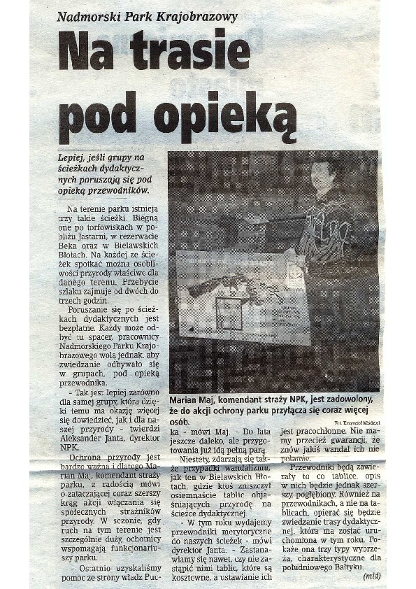 Okładka: NPK - na trasie pod opieką. Dziennik Bałtycki. 19.01.1998